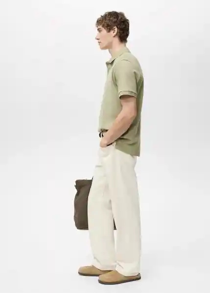 Camiseta Polo Rea Khaki Talla L Hombre Mango