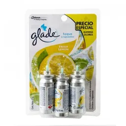 Glade Repuesto de 3 Ambientador Toque Fresh Limón 27 g
