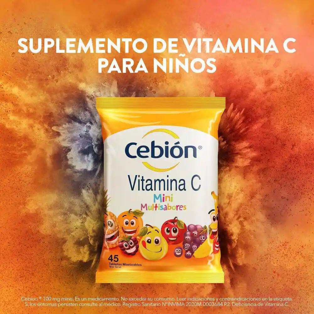 Cebion Tableta Masticable de Vitamina C Multisabores 