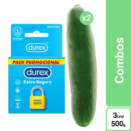 Combo Durex Extra Seguro + Pepinos 2 Und