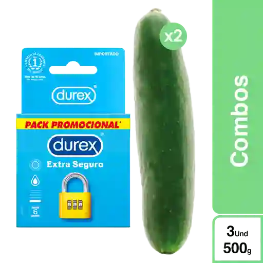 Combo Durex Extra Seguro + Pepinos 2 Und