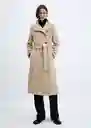 Abrigo Sirenita Camel Talla 28 Mujer Mango