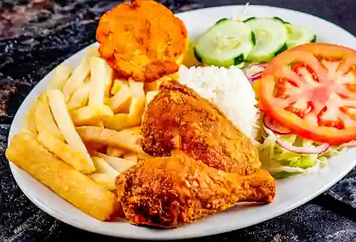 Bandeja con Pollo Broaster