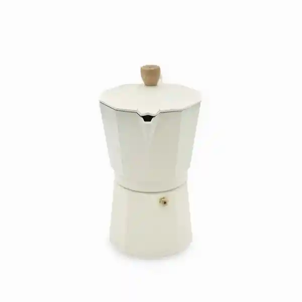 Cafetera Moka 9 Tazas Blanca Mango en Madera Ambiente Gourmet