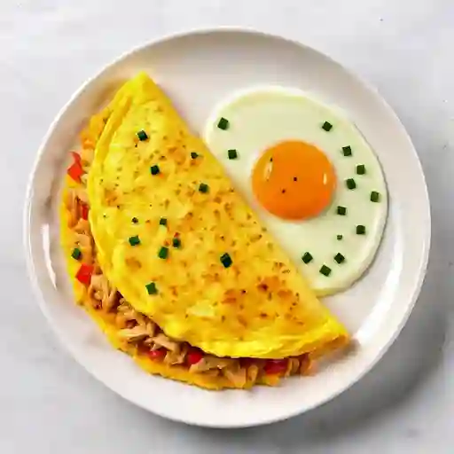 Omelette de pollo mechado