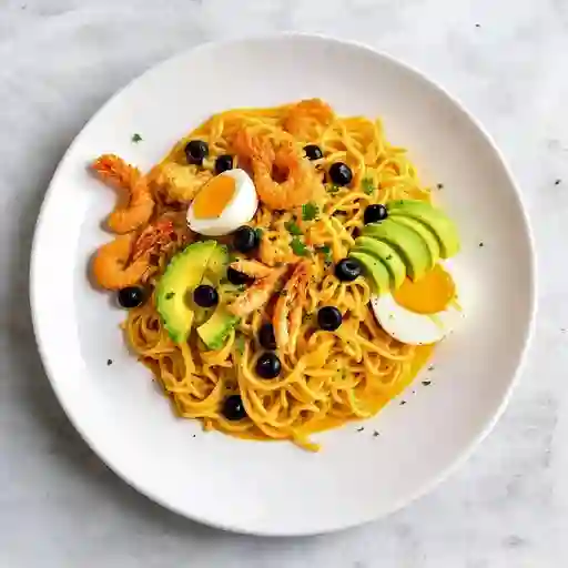 Tallarin a la Huancaína con Mariscos