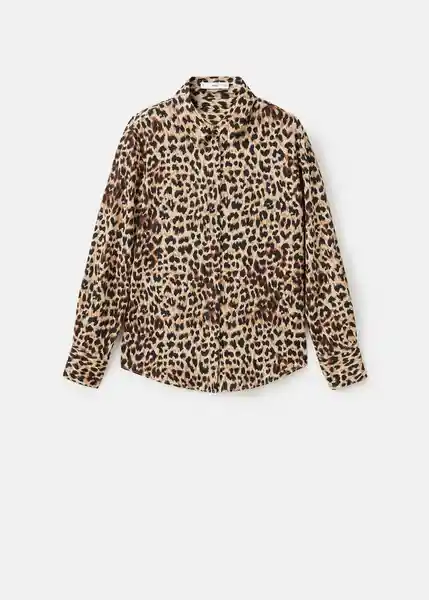 Camisa Basic Marrón Talla S Mujer Mango