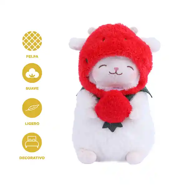 Peluche Cordero Baa Sombrero de Fresa Serie Miniso