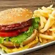 Hamburguesa Doble Carne y Papas Francesa