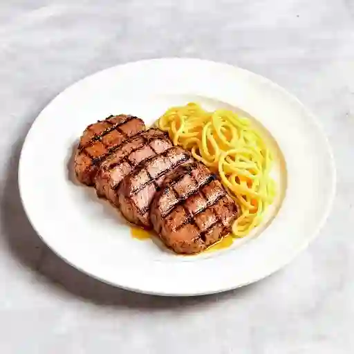 Lomo Fino a la Plancha y Pasta Carbonara