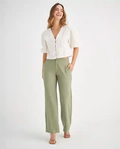 Pantalón Verde Óleo Medio Talla 12 439F014 Esprit