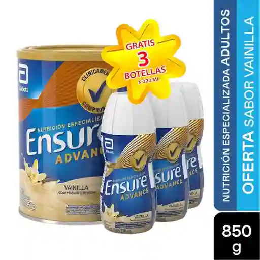 Oferta Ensure Advance Vainilla 850 g + 3 Ensure Advance 220 mL