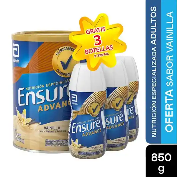 Oferta Ensure Advance Vainilla 850 g + 3 Ensure Advance 220 mL