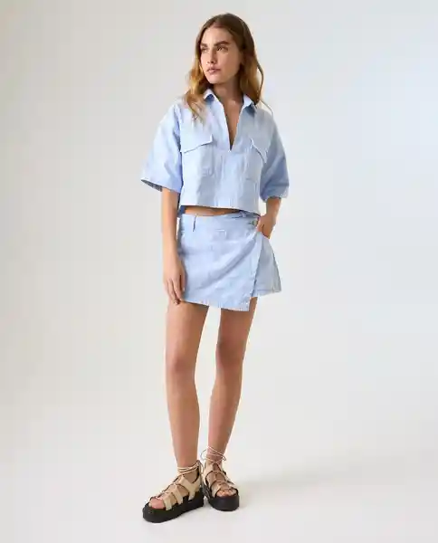 Camisa Mujer Azul Talla M 612G002_AZU144115 Americanino