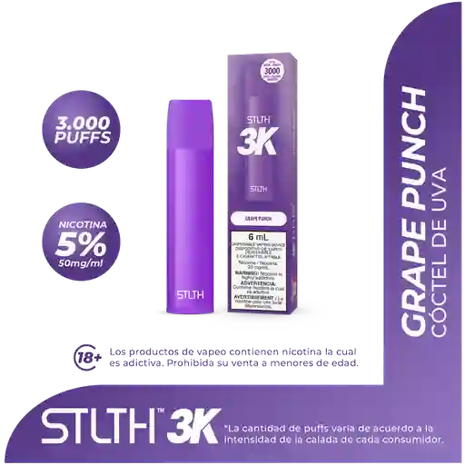 Stlth Vaporizador 3K Grape Punch- 3000 Puff (5%)