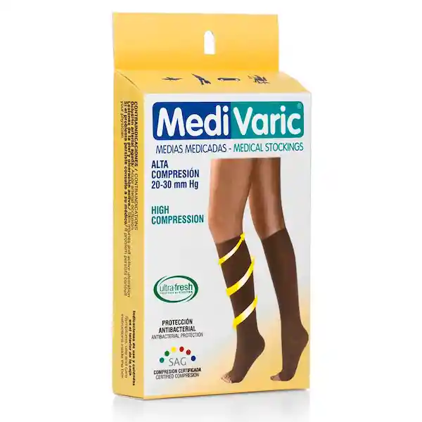 Medi Varic Media Dama Rodilla 20-30 Mmhg Opaca Dedos L T-L Negro