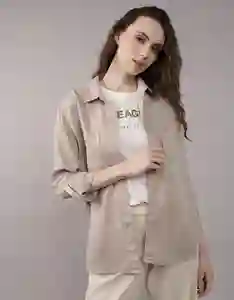 Camisa Mujer Beige Talla: LARGE 3696256 American Eagle