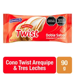 Colombina Helado Cono Robin Hood Twist Arequipe y Tres Leches
