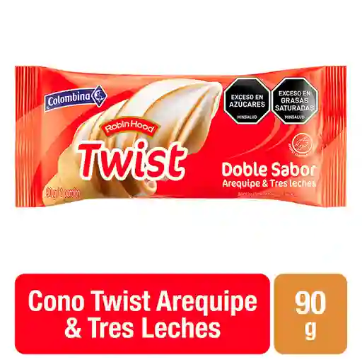 Colombina Helado Cono Robin Hood Twist Arequipe y Tres Leches