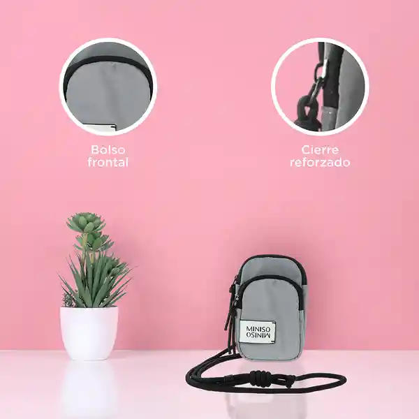 Bolso Mini Porta Celular Vitality Mix Gris Claro Miniso