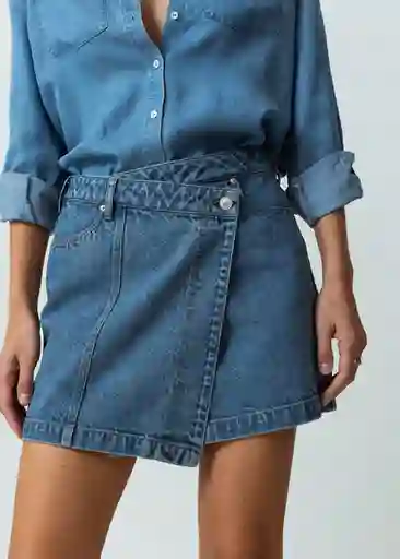 Falda Fungi Mujer Azul Indigo Medio Talla 12 Naf Naf