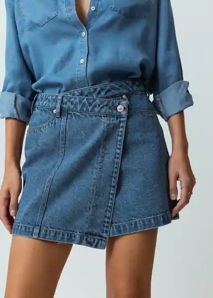 Falda Fungi Mujer Azul Indigo Medio Talla 12 Naf Naf