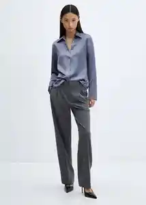 Camisa Ninfa Azul Talla L Mujer Mango