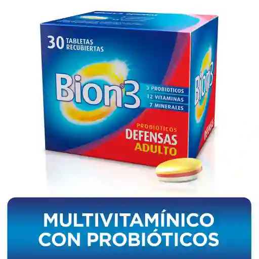 Bion3 Defensas Multivitaminico con Minerales y Probioticos 30 tabletas