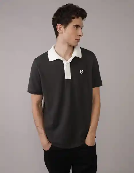 Polo Hombre Negro Talla: LARGE 4882167 American Eagle
