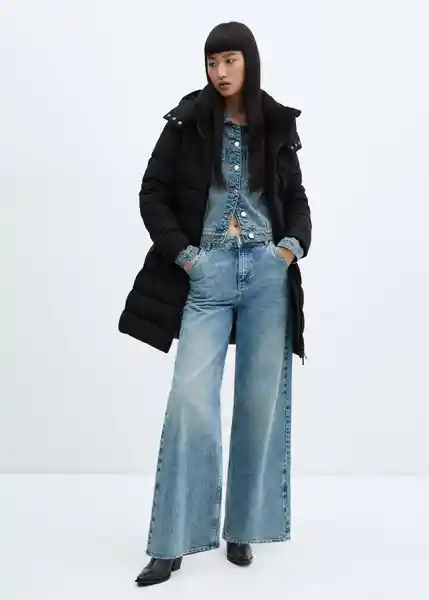 Abrigo Anorak Bego Negro Talla 24 Mujer Mango