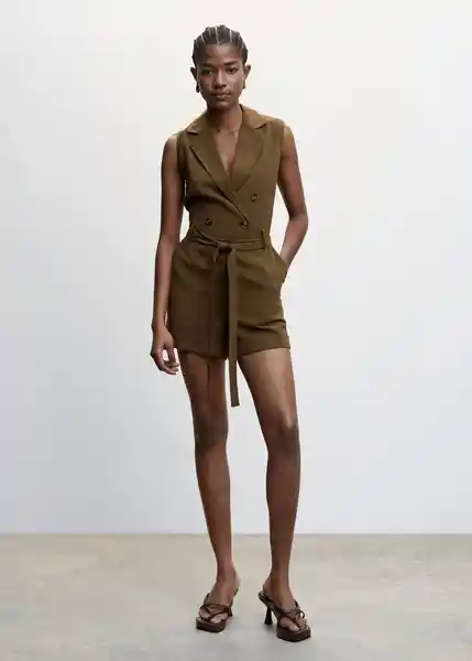 Enterizo Mono Dorotea Khaki Talla 28 Mujer Mango