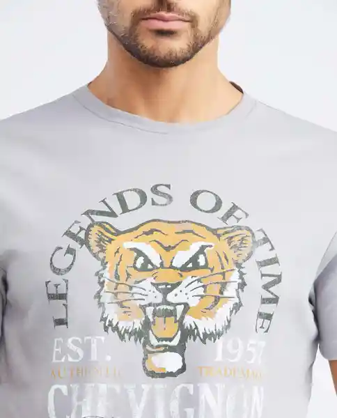 Graphic Tiger T-shirt Gris Londres Medio Talla M Hombre Chevignon