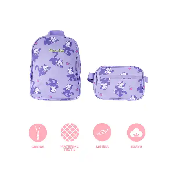 Maleta Escolar Serie Felix The Cat Morado Miniso
