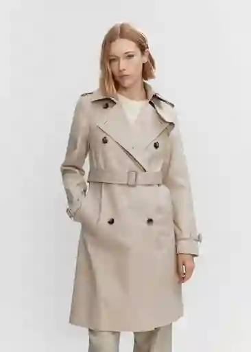 Gabardina Trench Polana Piedra Talla XS Mujer Mango