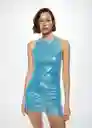 Vestido Tex Azul Talla XS Mujer Mango