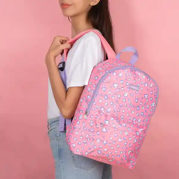 Maleta Básica Estampado Leopardo Rosa y Lila Miniso