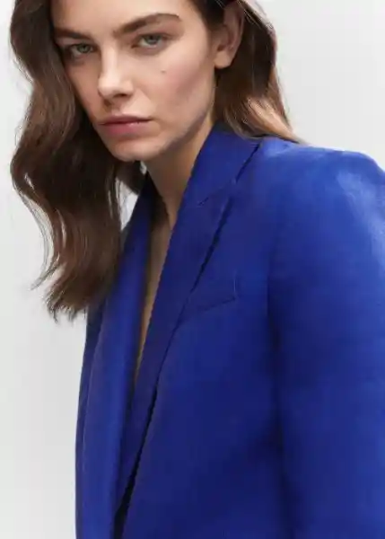 Blazer Americana Linet Azul Talla L Mujer Mango