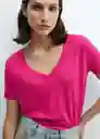 Camiseta Linito Fucsia Talla XL Mujer Mango