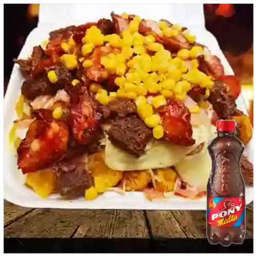 Combo Salchipapa Especial + Pony Malta 300 ml