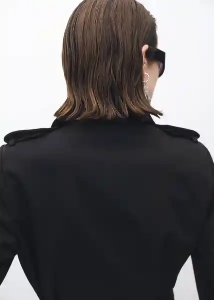 Abrigo Trench Eiffel Negro Talla XS Mujer Mango