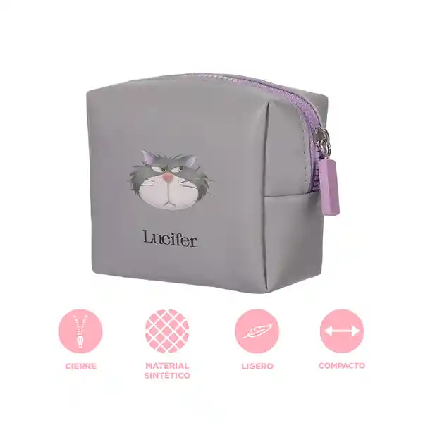 Monedero Disney Cat Colección Lucifer Rectangular Gris Miniso