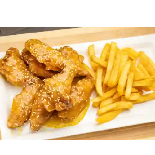 Alitas Miel Mostazax6+papitas+coca-cola