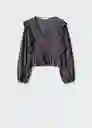 Blusa Crop Negro Talla L Mujer Mango