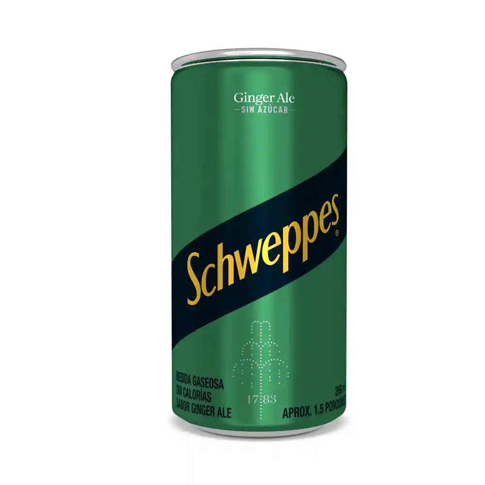 Gaseosa Schweppes Ginger Ale Sin Azúcar 269ml