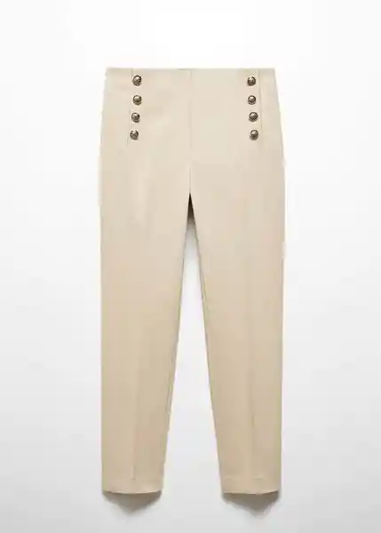 Pantalón Botones Beige Talla 40 Mujer Mango