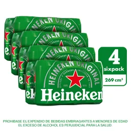 4 x Cerveza Heineken Sixpack Lata