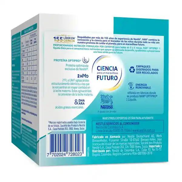 Nan Fórmula Infantil Líquida Optipro 70 mL x 4 Und