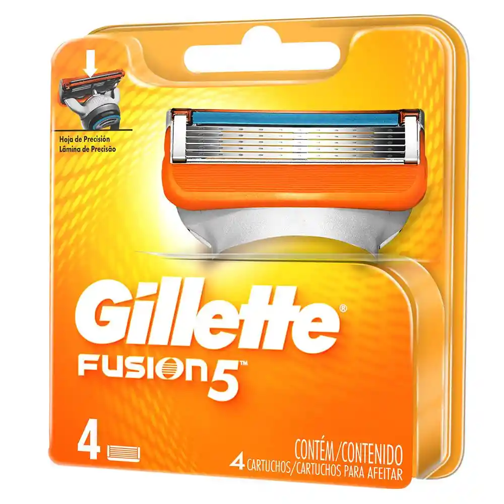 Gillette Repuestos Maquinilla Fusion 5, Caja x 4 Unidades