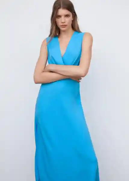 Vestido Manzana Turquesa Talla M Mujer Mango