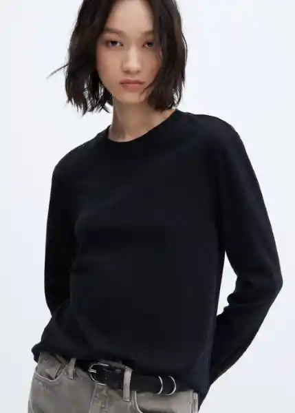 Camiseta Biri Negro Talla S Mujer Mango